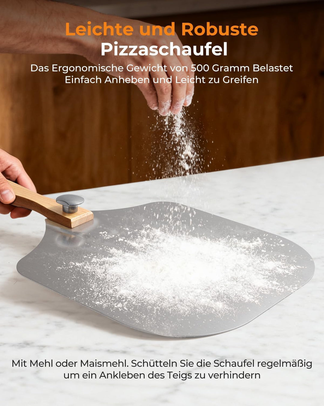 Pizzaschieber, Aluminium Pizzaschaufel mit Faltbarer Griff, 30.5 x 35.5 cm grosser Fläche, Pizza Sch