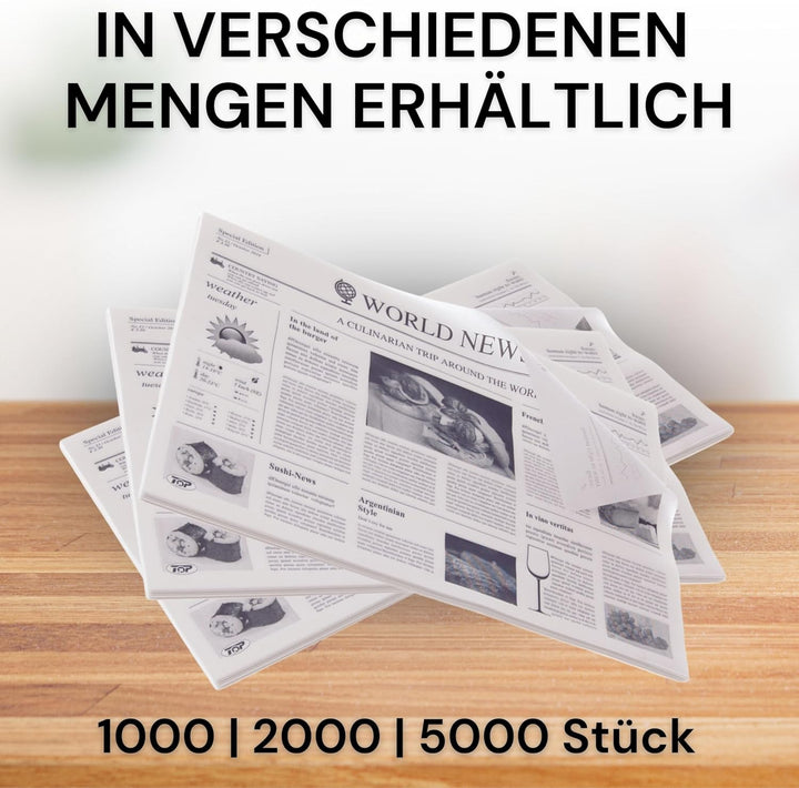 5000 Stück Einschlagpapier aus Pergament-Ersatz weiss 1/8 Bogen 40g/m² Tablett-Unterlage, 5000