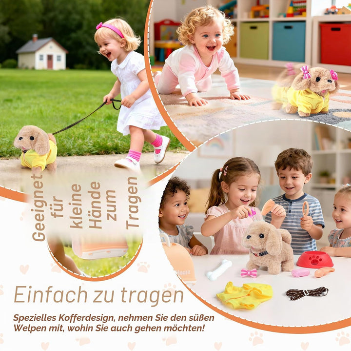 Spielzeug Hund der Läuft und Bellt mit Leine Interaktiver Hund Spielzeug Kinder ab 2 Jahre Mädchen &