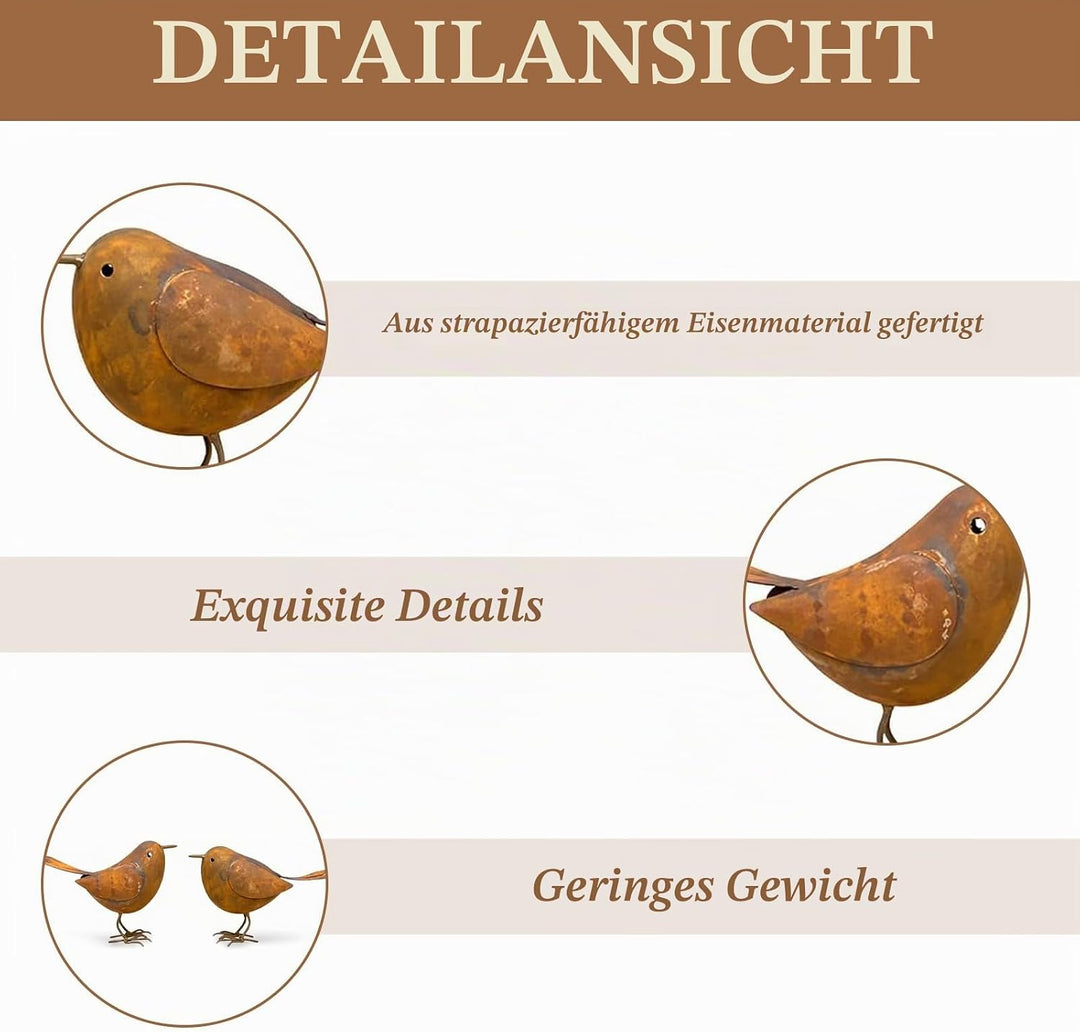 Gartenstecker Rost,2 Stück Vögel Gartenstecker,Rost Vogel Gartendeko für Draussen,Dekorative Gartenp