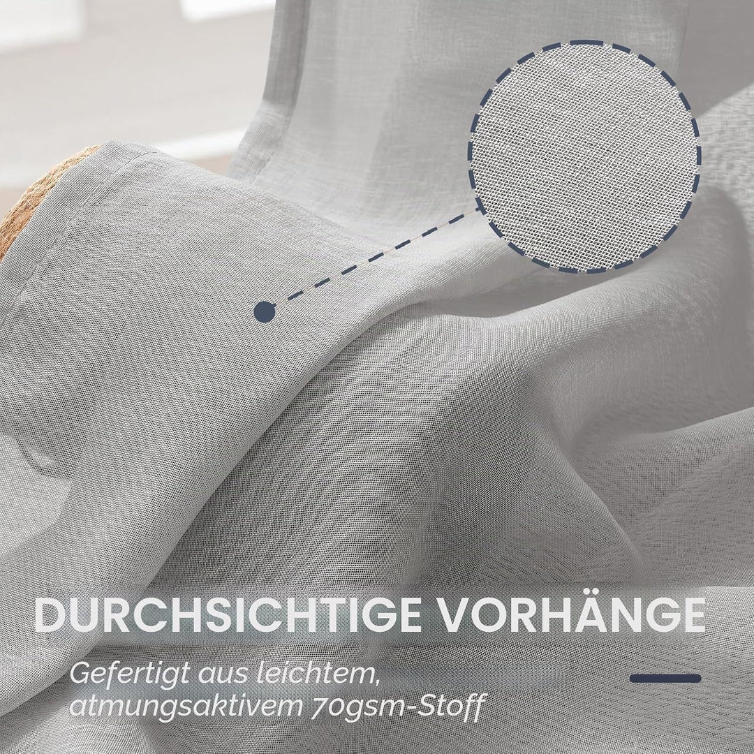 MRTREES Vorhänge Gardinen mit Store Vorhang Voile halbtransparent kurz in Leinenoptik Gardine Schals
