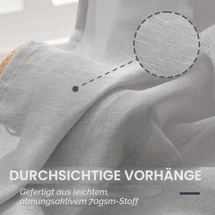 MRTREES Vorhänge Gardinen mit Store Vorhang Voile halbtransparent kurz in Leinenoptik Gardine Schals