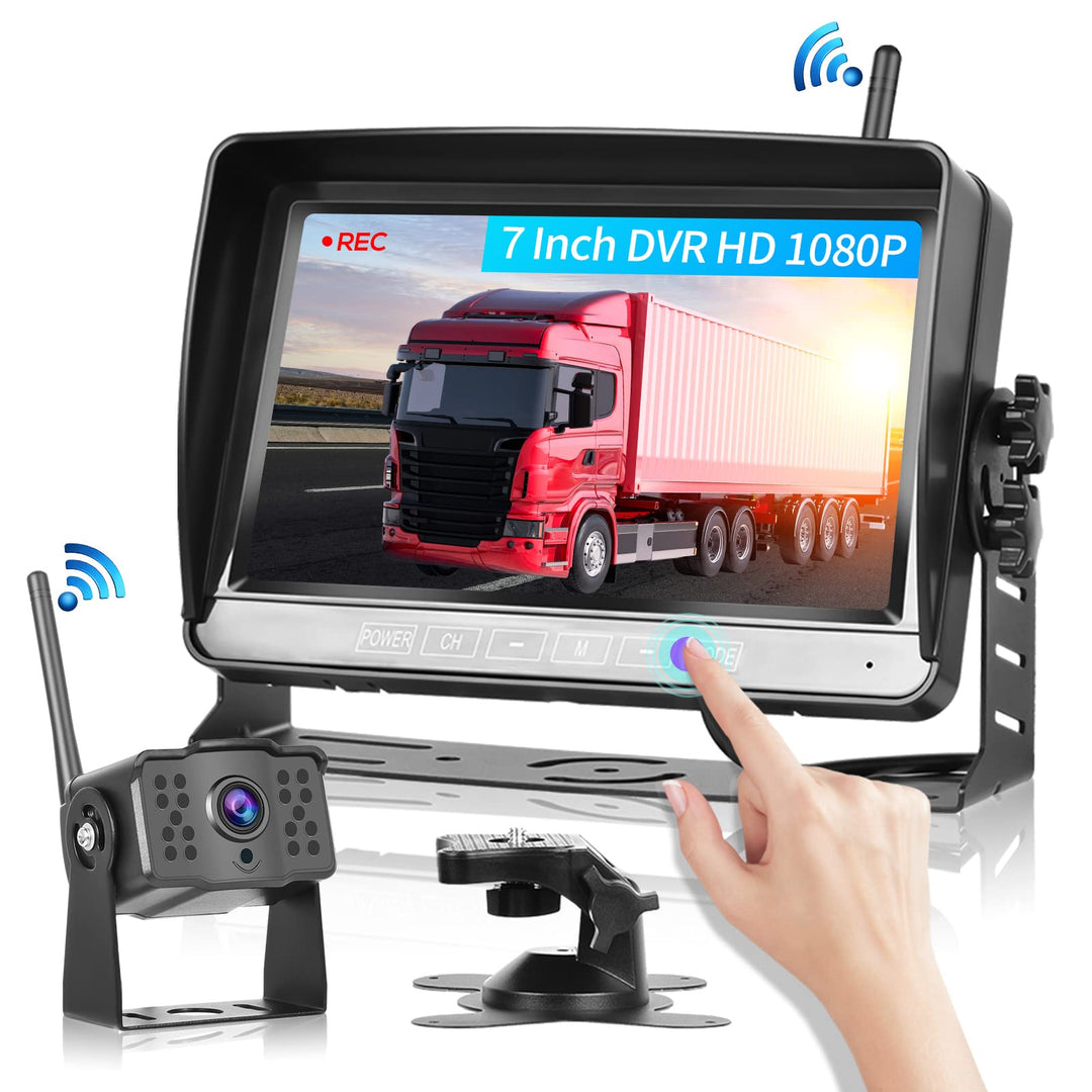 Hodozzy Kabellos Rückfahrkamera Set DVR, 7-Zoll-Color-LCD-Monitor, Wireless Backup Auto Kamera Video
