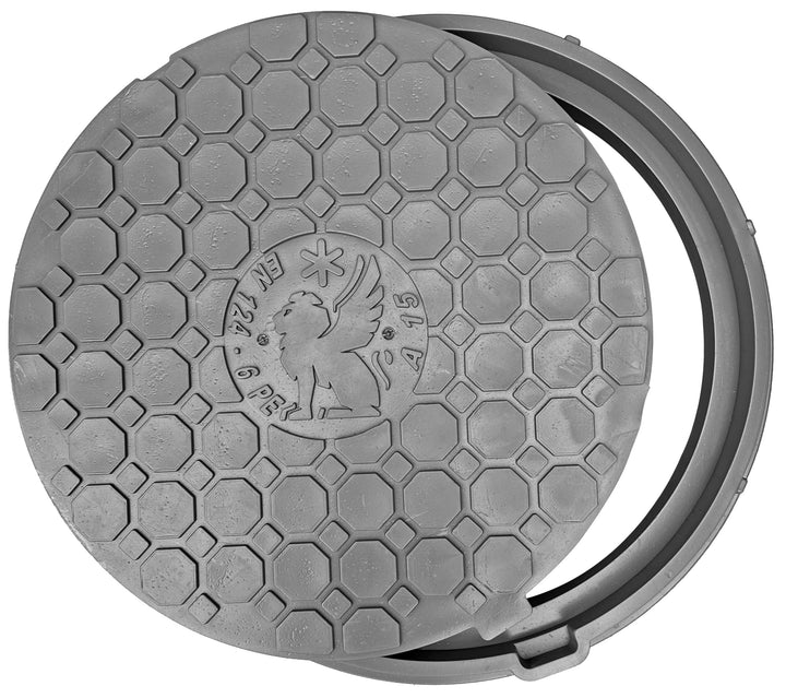 BABYLONPLAST Schachtabdeckung, Kanaldeckel Ø500 Kl.A15, Kunststoff Schachtdeckel A15, Belastbar bis