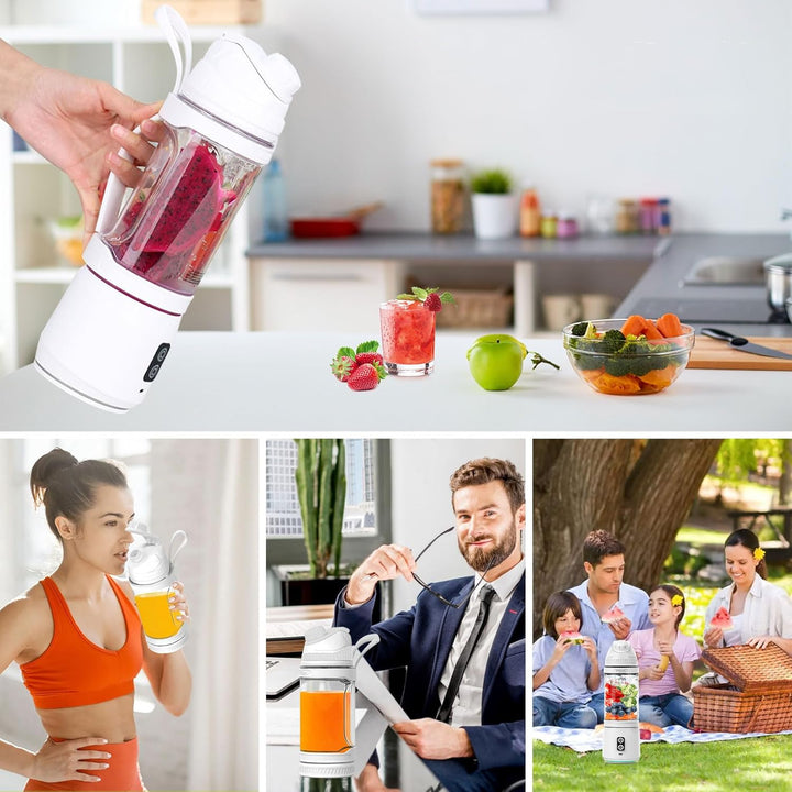 Herbst Tragbarer Mixer 700ml Smoothie Maker to Go, Fresh Juice Mixer Flasche mit 6 Klinge und USB Wi