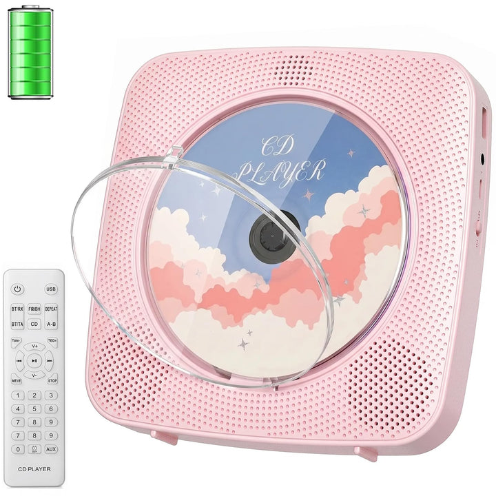 Gueray Desktop CD Player Bluetooth CD-Spieler mit Lautsprechern für Zuhause 1800mAh Tragbarer CD-Pla