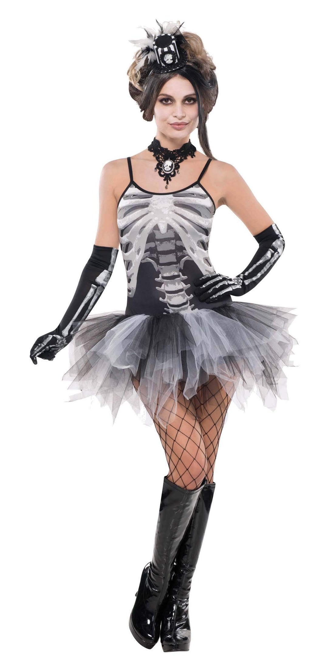 Adults Black & Bone Skeleton Costume - Size 10-12
