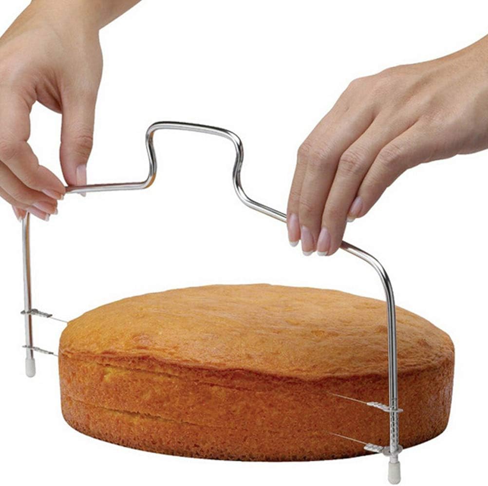 RetroFun Professioneller Kuchenschneider Verstellbarer Doppelschneiddraht-Leveler Edelstahl-Kuchensc