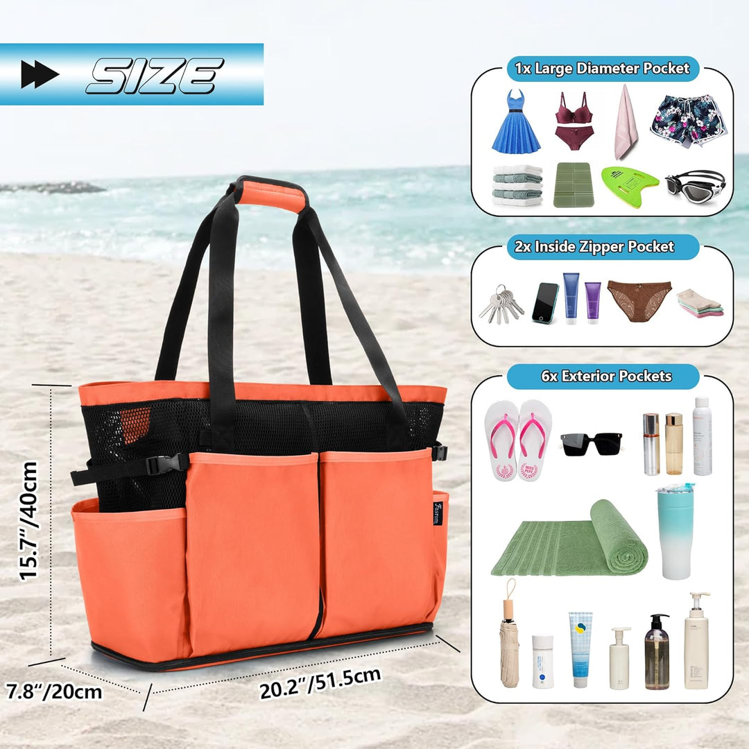 Fasrom Extra Grosse Netz Strandtasche, Übergrosse Strandtasche für Strandausflug (Patent Angemeldet)