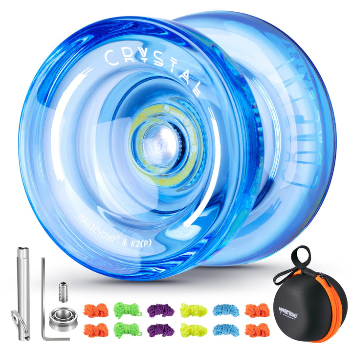 Reaktionsfähiges JoJo für Kinder K2 Crystal Blue, Kunststoff JoJo, professionelles Yoyo mit Nicht re