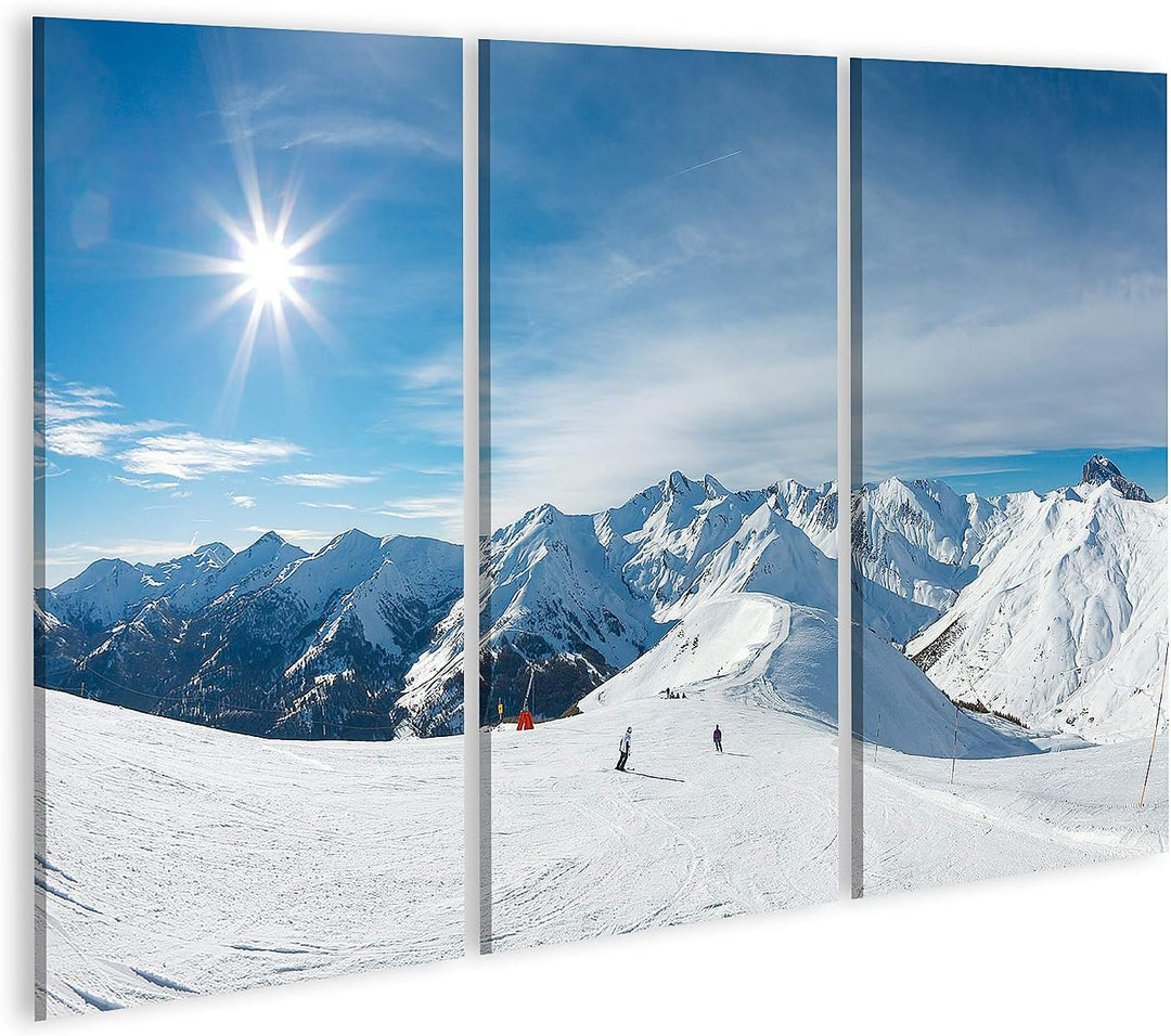 islandburner Bild auf Leinwand Skipiste In Den Bergen Bilder Wandbilder Poster Leinwand 130x80cm - 3