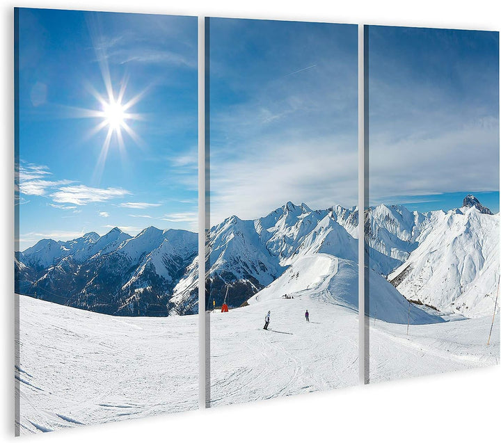 islandburner Bild auf Leinwand Skipiste In Den Bergen Bilder Wandbilder Poster Leinwand 130x80cm - 3