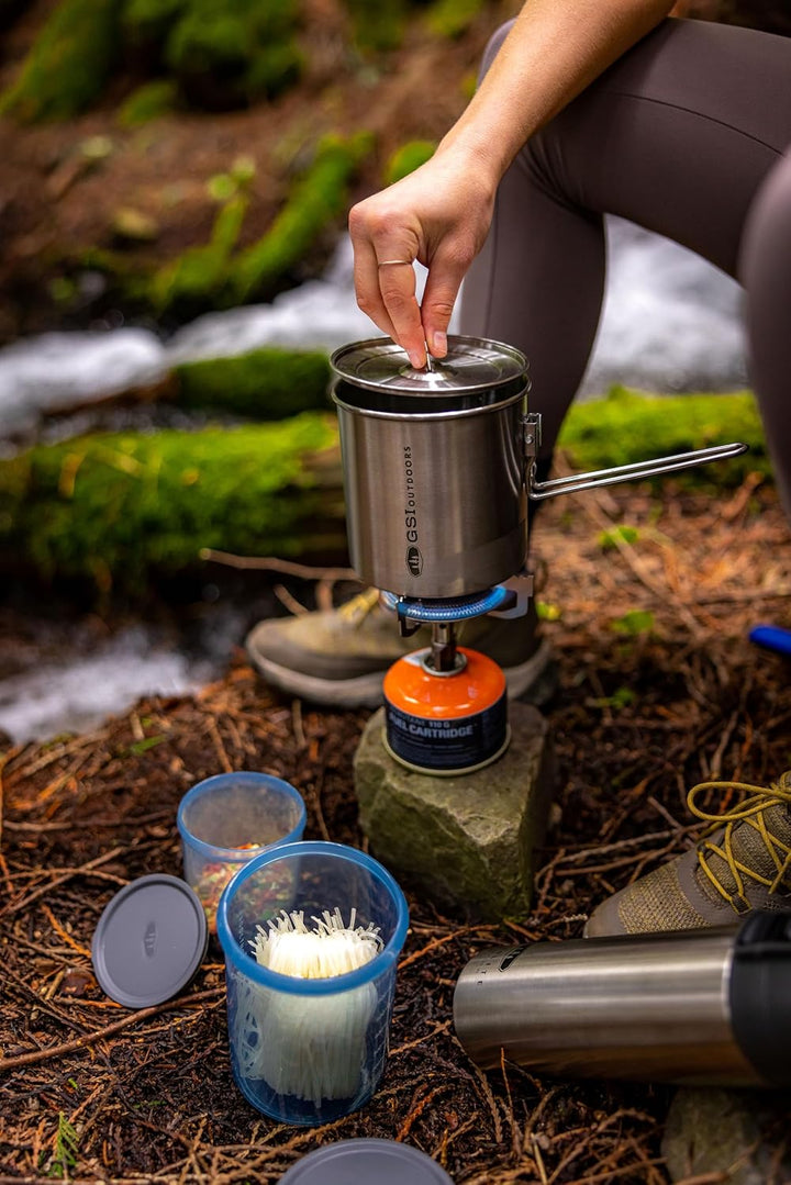 GSI Outdoors Glacier Edelstahl Minimalistisches Ultraleichtes Kochsystem-Set, perfekt für einen Back