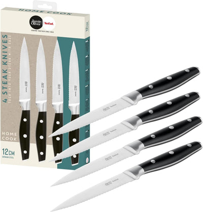 Tefal Jamie Oliver K26708 Steakmesserset 24cm 4-teilig, Edelstahl Steakbesteck Set für 4 Personen, S
