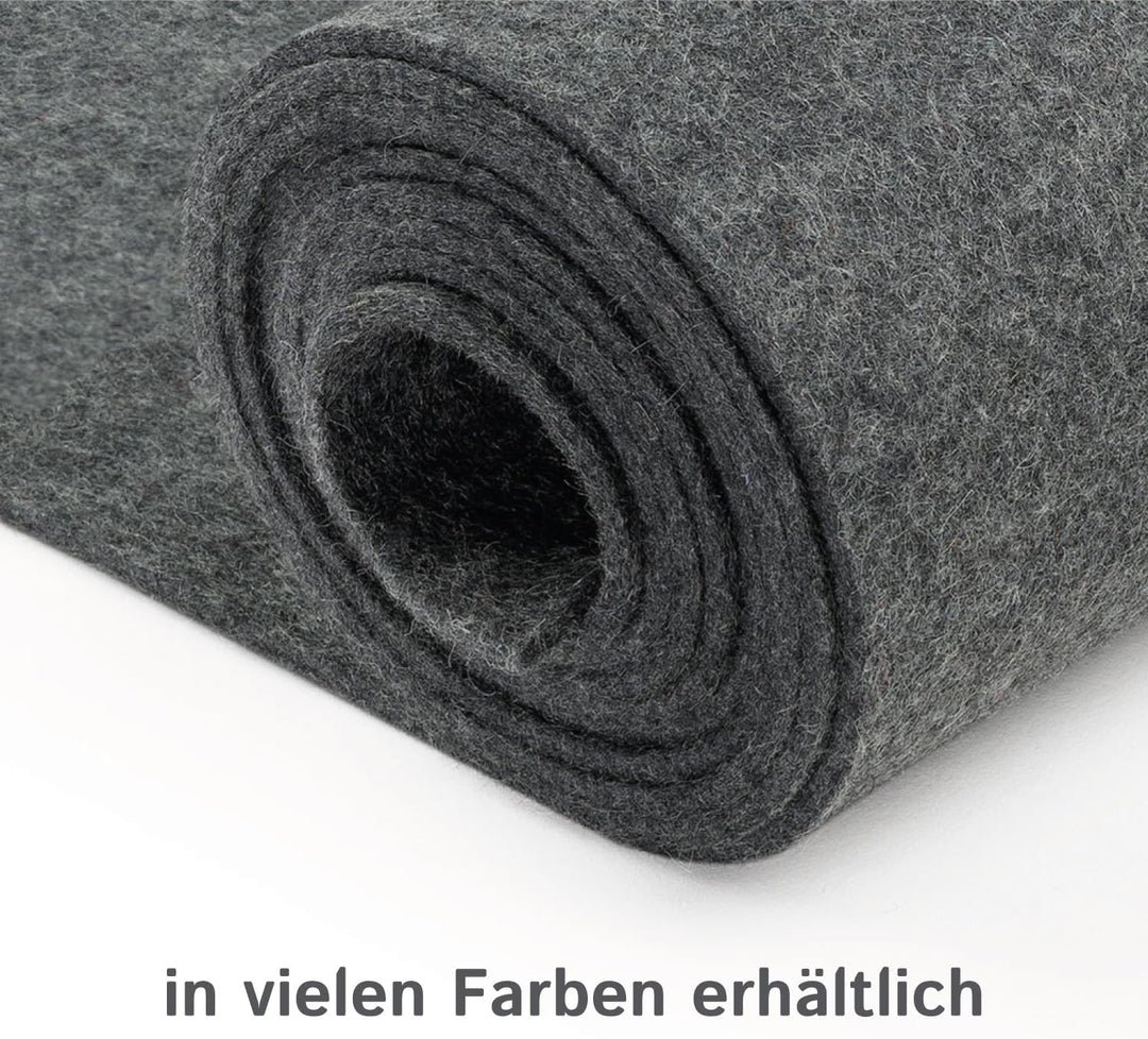 Moderner Tischläufer aus Filz für den Herbst, anthrazit (aus 100% Schafwolle), 150 x 30 cm, 5mm dick