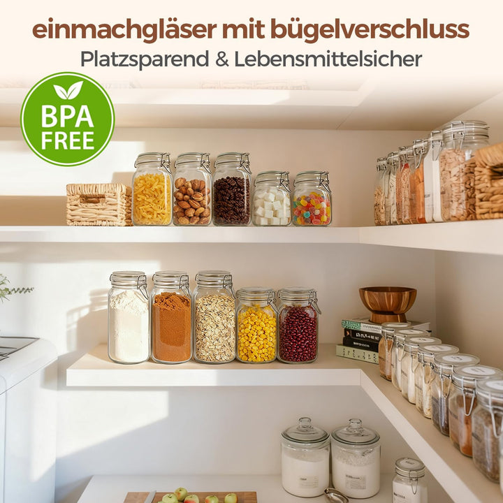 ComSaf Einmachgläser mit Bügelverschluss 2,3 L 3er Set, grosse Vorratsgläser 2300 mL x 3, 2300 mL x