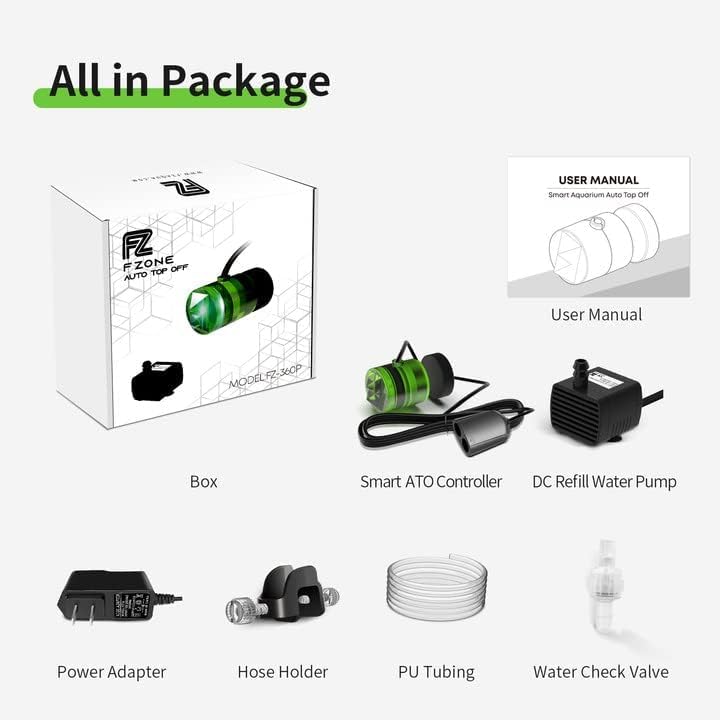 Fzone Automatisches Nachfüllsystem ATO für Aquarium mit Pumpe zur Obenbefüllung, Wassernachfüller mi