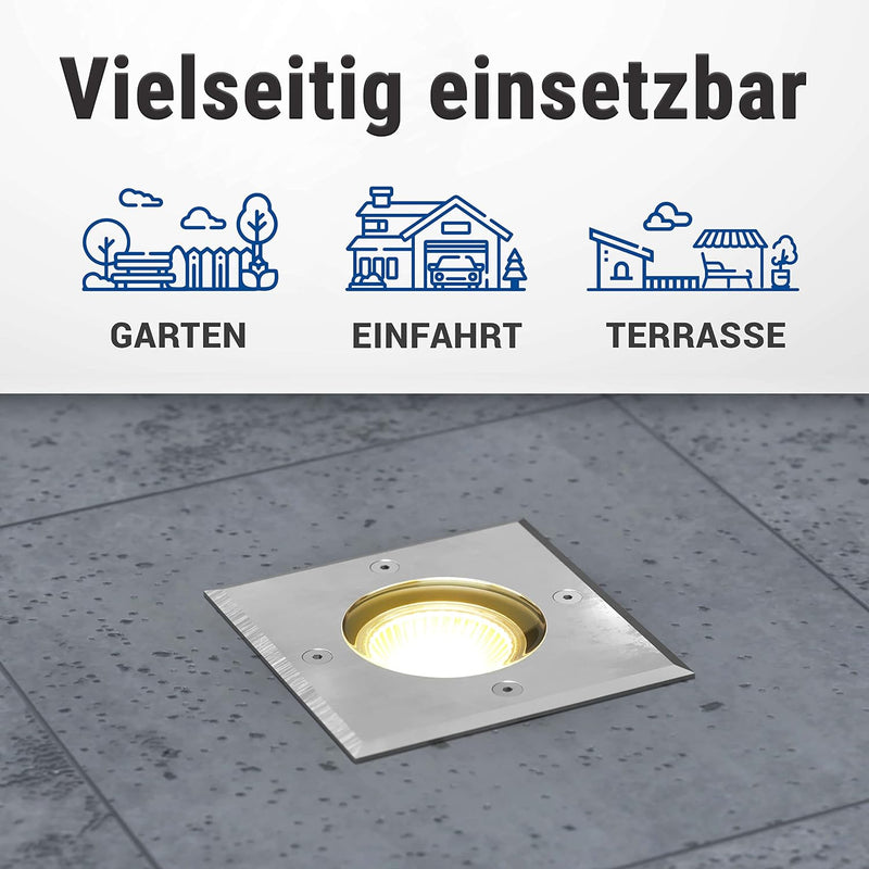 lambado® LED Bodenstrahler flach für Aussen IP67 - Wasserdicht & Befahrbar inkl. 5W Strahler dimmbar