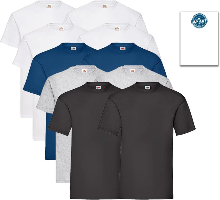 Fruit of the Loom Herren T-Shirt (5er oder 10er Pack) S 4 Weiss / 2schwarz / 2 Grau / 2 Navy + 1 Hl