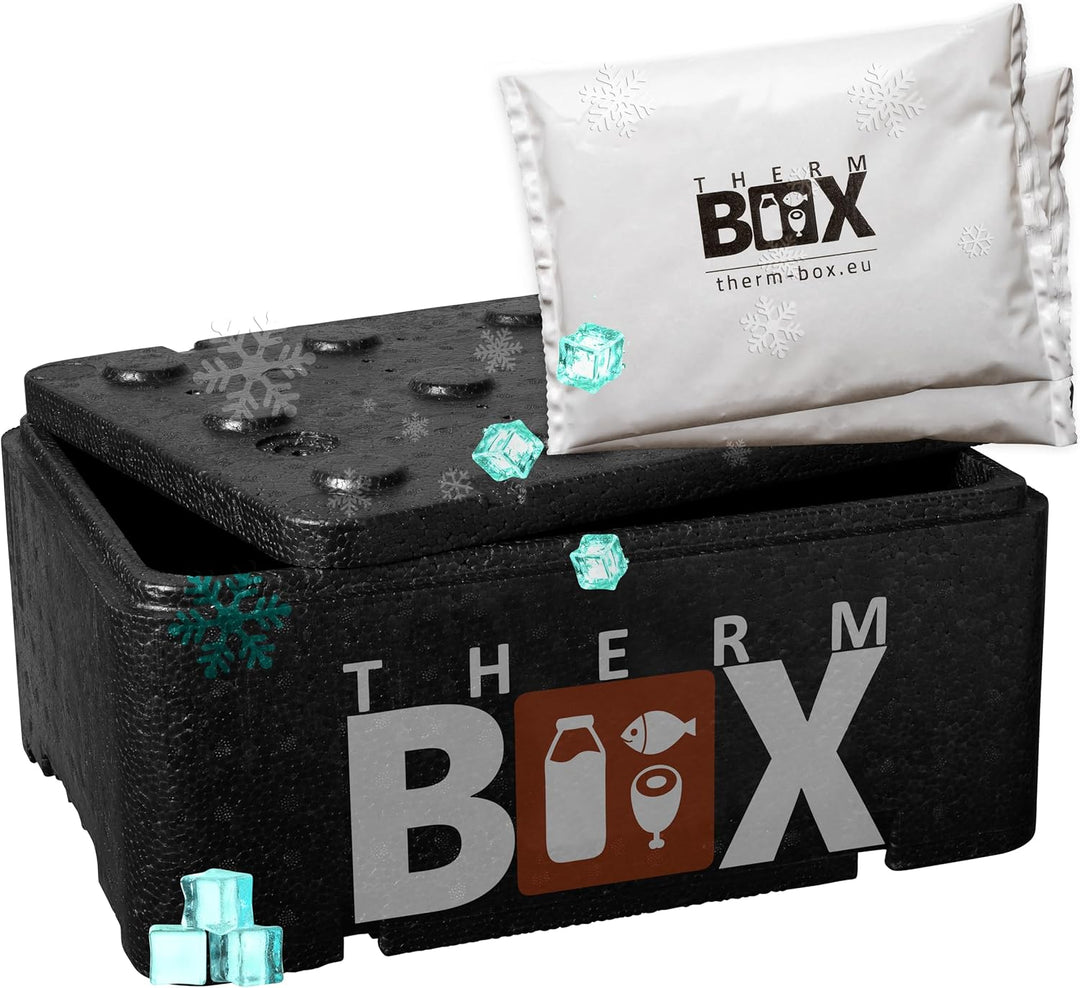 THERM BOX Styroporbox Profi gross mit Kühlakku für Kühlbox Transportbox Thermobehälter Wiederverwend