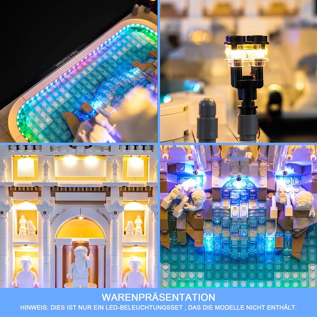 LocoLee Licht Set Kompatibel mit Lego 21062 Trevi Fountain RGB, Nur Lichter Set, Licht Beleuchtung S