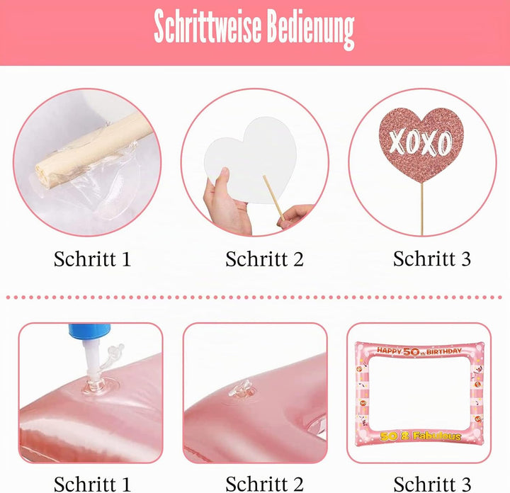 50. Foto Requisiten und aufblasbarer Rahmen Fotoautomat für 50. Roségold Geburtstagsfeier 50. Feier