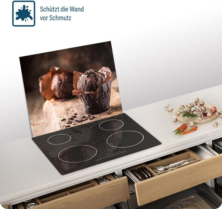 SFArt Herdabdeckplatte – Gehärtetes Glas Schneidebrett & Ceranfeld Abdeckplatte 1 Teilig 52x40 – Hyg