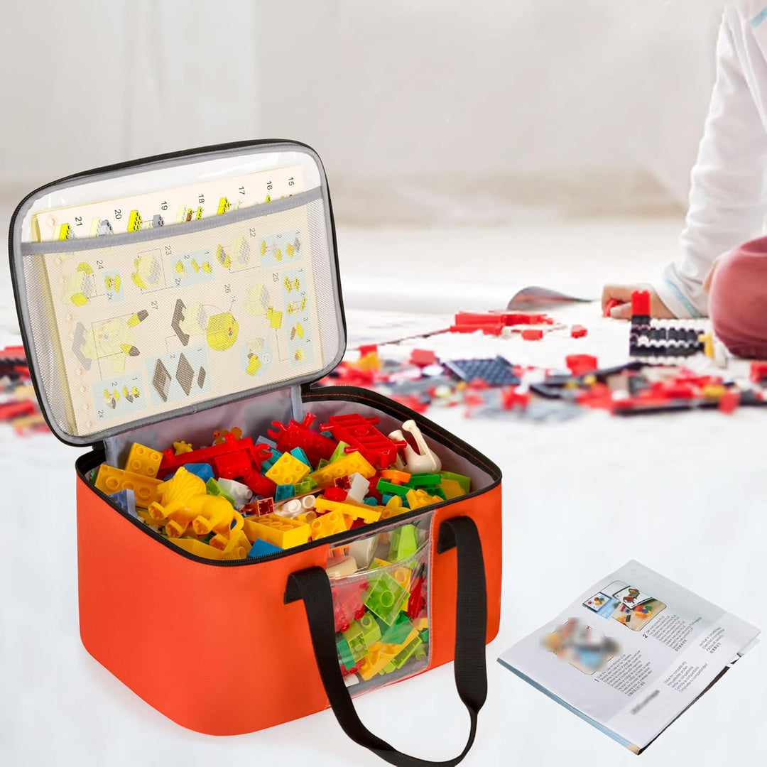 4 Stück Spielzeug Aufbewahrungstasche kompatibel mit Bausteinen, Puppen, Spielzeugautos, magnetische