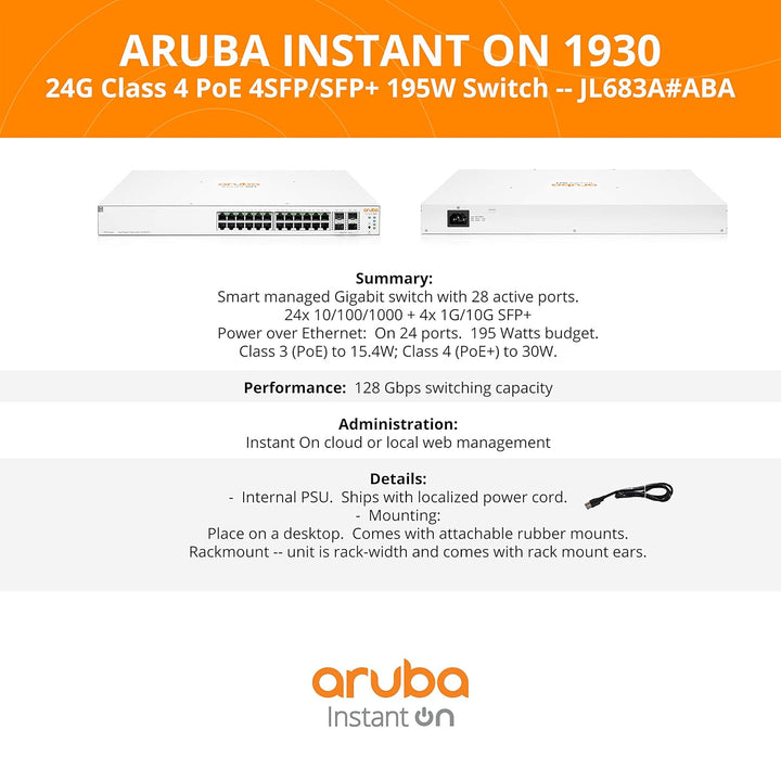 HPE Aruba IOn 1930 24G 4SFP+ 195W Swch