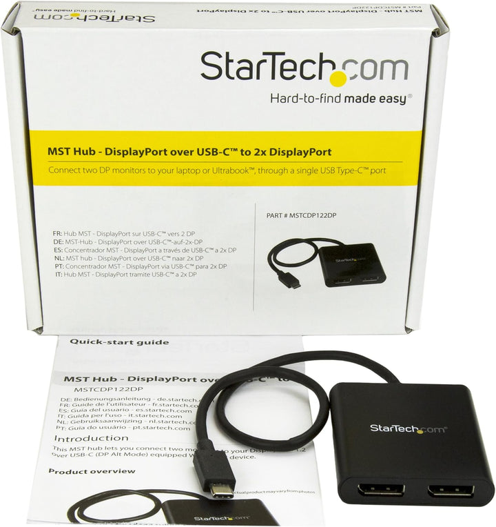 StarTech.com USB-C auf Dual DisplayPort 1.2 Adapter, USB-C Multi-Monitor MST Hub, Dual 4K 30Hz/1080p