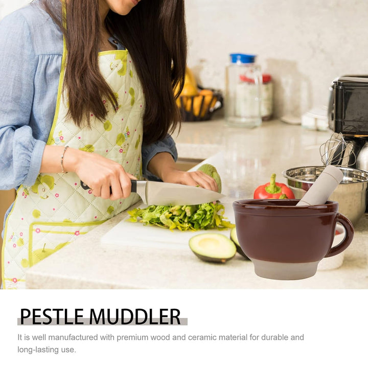 YARNOW Multifunktions-Kräuter-Molcajete-Gadgets Stössel Pfeffer Porzellan Keramik Lebensmittel Mörse