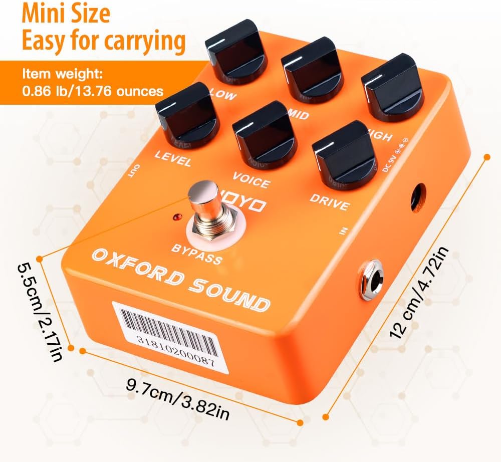 JOYO Overdrive Gitarreneffektpedal Verstärker Simulation Verzerrungspedal für E-Gitarre – Bypass (Ox
