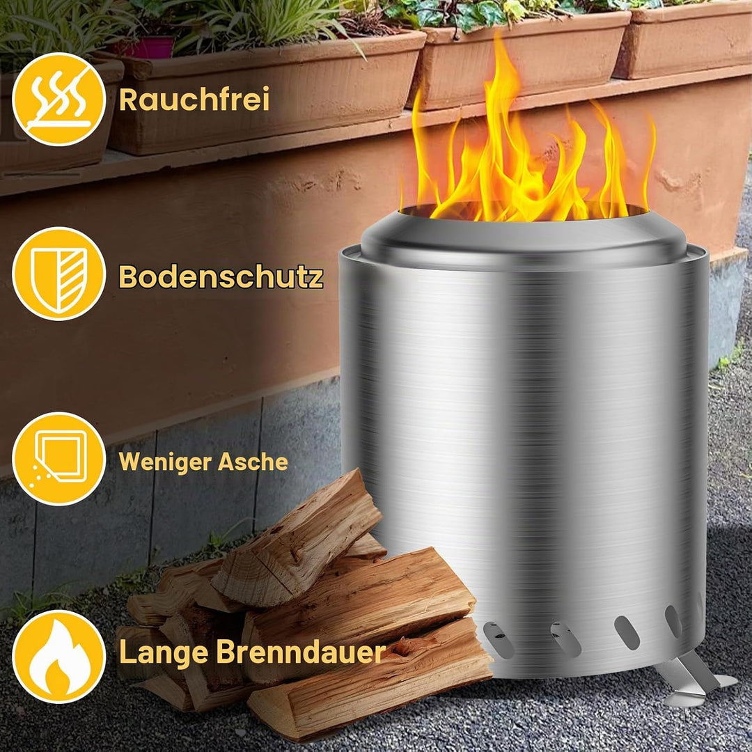 Feuerschale Outdoor, Fillis Rauchfreie Feuerstelle 16x16x20,5cm Edelstahl Feuertonne Feuerkorb Mini