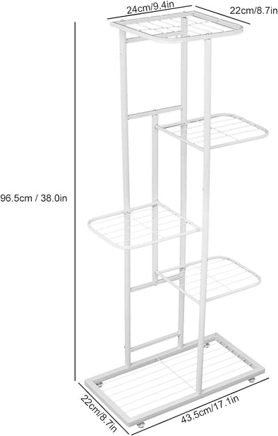 Dioche Pflanzenregal für den Haushalt, 5 Ebenen, Eisen, stehend, für Wohnzimmer, Balkon (weiss), Wei