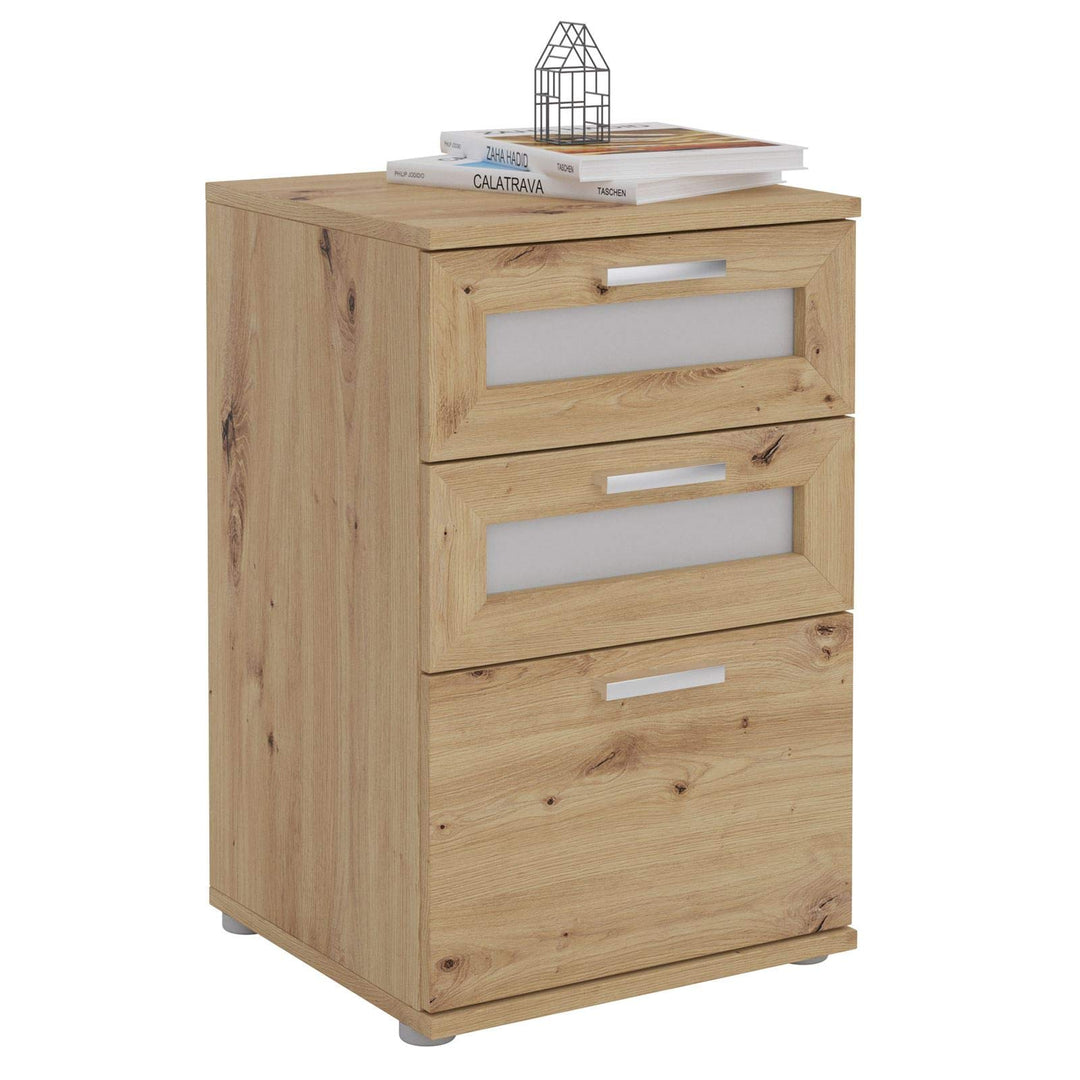 CARO-Möbel Nachttisch für Boxspringbetten Nachtschrank Nachtkommode MARIKE in Asteiche, mit 3 Schubl