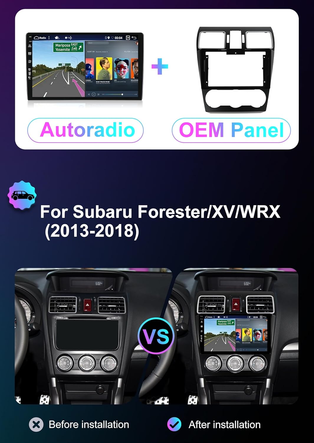 [6GB+128GB] Android 14 Autoradio für Subaru Forester/XV/WRX 2013-2018-[Integriertes CarPlay/Android