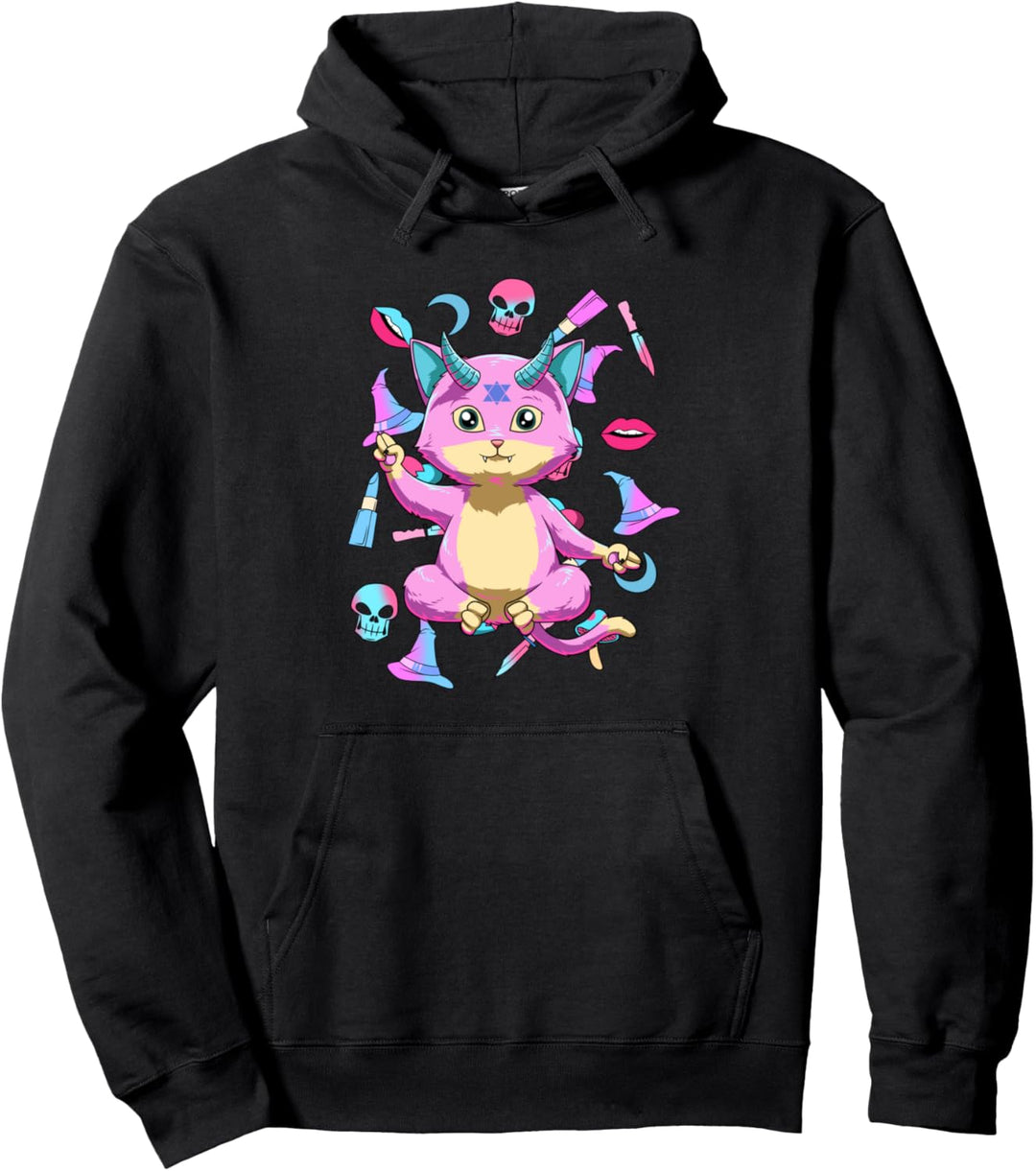 Baphomet Katze - Pastel Goth Soft Grunge Pullover Hoodie