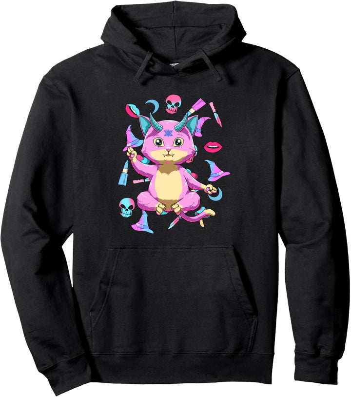 Baphomet Katze - Pastel Goth Soft Grunge Pullover Hoodie