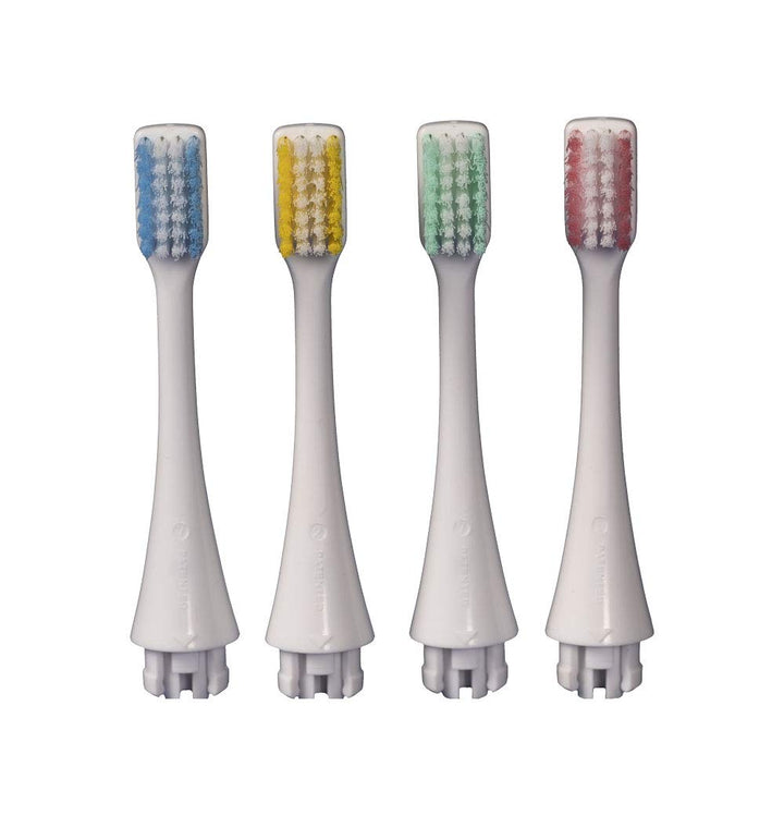 4 Ersatzbürsten für die Broxo OraBrush, Broxodents, (mittlere Borsten) mit Arkebion®-Kartenschutz zu