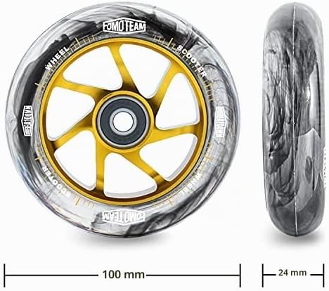 fomo team Scooter Ersatzräder scooter Rollen Räder 100mm24mm Aquarelleffekt EIN Paar mit ABEC-9 Kuge