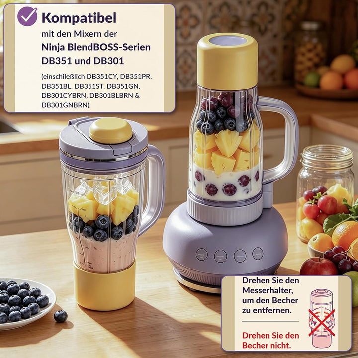 710 ml Reisebecher Ersatz für Ninja Blend Boss Becher, Lila | Mixbecher mit BPA-freier, Undicht, Bru