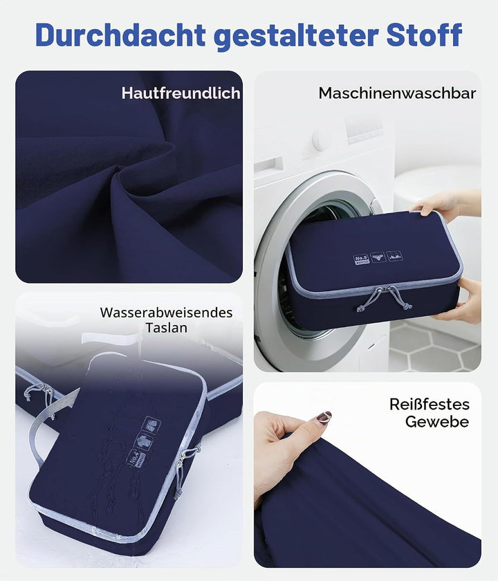 ECOHUB Packwürfel 6er Set Koffer Organizer, Reissfest &amp; Wasserabweisend, Durchdachtes Ordnungssystem