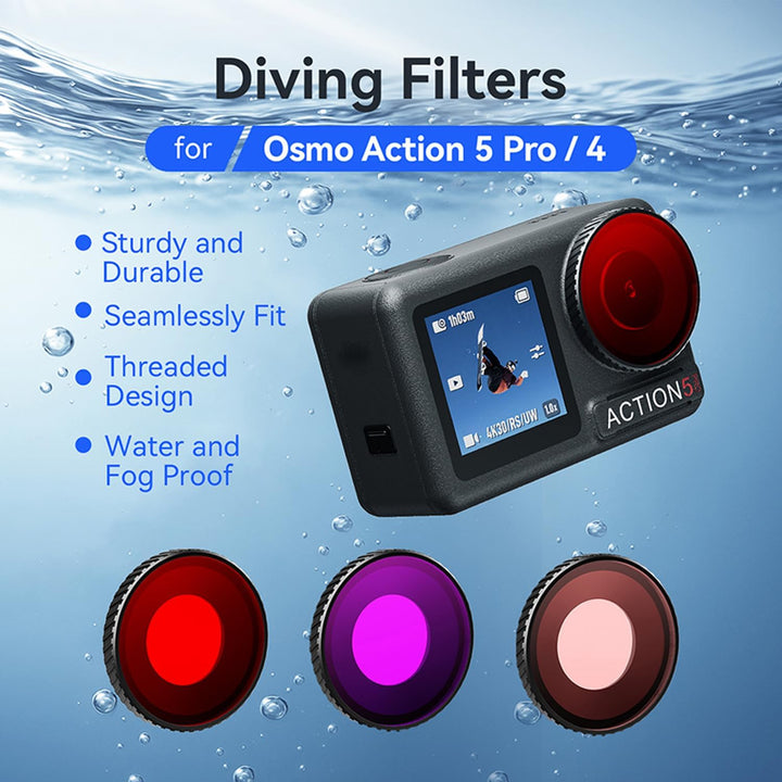 Wasserdichter Tauchfilter, Objektivschutz für DJI Osmo Action 5 Pro/Action 4 Sportkamera, Anti-Besch