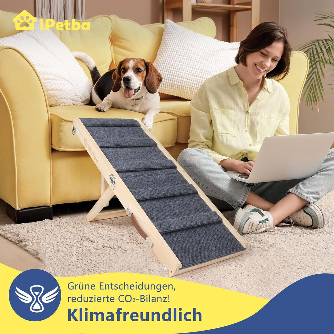 Hunderampe für Bett & Sofa – Gelenkschonend, Anti-Rutsch, Klappbar, Verstellbar, Tragbar, Für Hunde