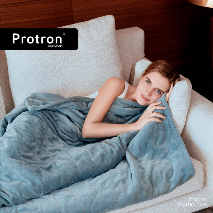 Protron Elektrische Wärmedecke Wärmebett Kuscheldecke mit Abschaltautomatik, 9 Heizstufen, LED Überh