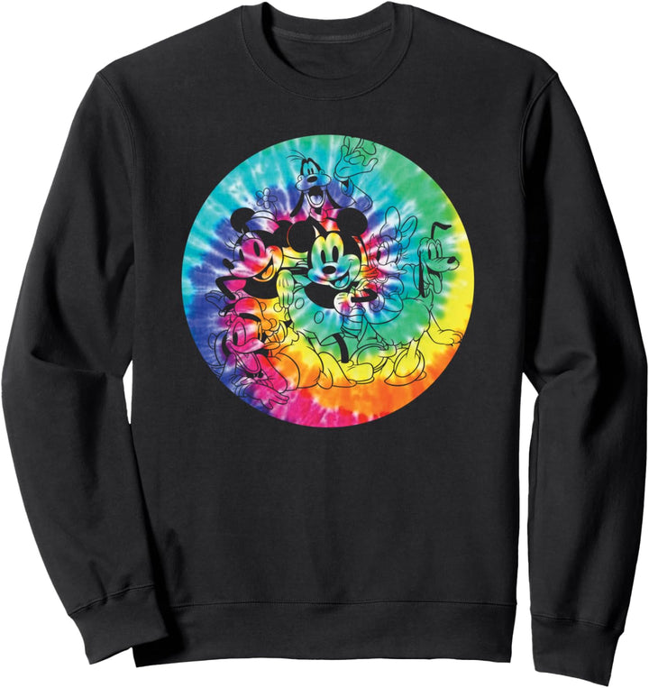 Disney Mickey Mouse and Friends 90s Rainbow Tie Dye Sweatshirt