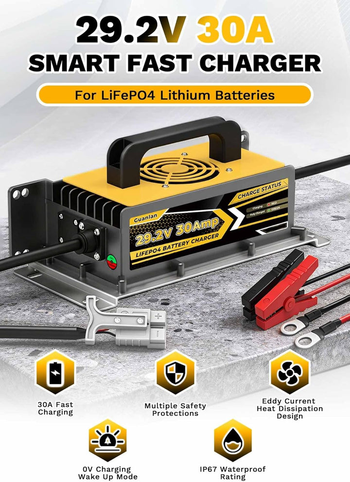 29,2V 30A Lithium Batterie Ladegerät für 24V(25,6V) LiFePO4 Batterie, 24V AC-DC Lithium LiFePO4 Batt