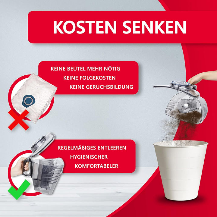 arnica - Staubsauger beutellos 750 Watt I 70dB I 5 Düsen Ideal für Tier-Haare I 3 Liter I HEPA 13 Fi