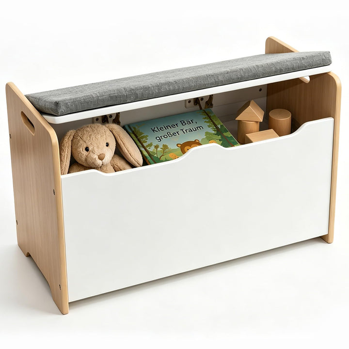 ALVIX Spielzeugtruhe Kinderbank mit Stauraum, Spielzeug Aufbewahrung | Spielzeugkiste mit Soft-Close