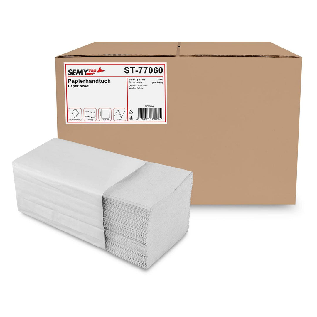 Semy Top ST-77060 Papierhandtuch, ZZ-Falz, 2-lagig, Recycling, 24 cm x 22 cm (4000-er Pack)